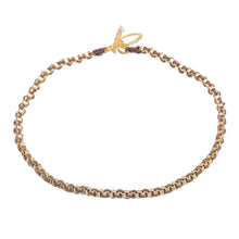 Load image into Gallery viewer, Gold Plated Brass Chain Bracelet in Brown from Thailand - Golden Day in Brown | NOVICA