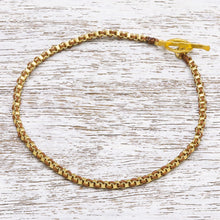 Load image into Gallery viewer, Gold Plated Brass Chain Bracelet in Brown from Thailand - Golden Day in Brown | NOVICA