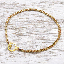 Load image into Gallery viewer, Gold Plated Brass Chain Bracelet in Brown from Thailand - Golden Day in Brown | NOVICA