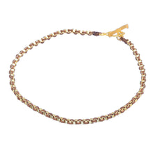 Load image into Gallery viewer, Gold Plated Brass Chain Bracelet in Brown from Thailand - Golden Day in Brown | NOVICA