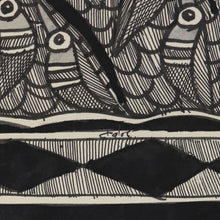 Load image into Gallery viewer, Black and White Madhubani Tree Painting from India - Abode of Birds | NOVICA