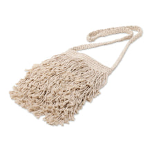 Load image into Gallery viewer, Hand-Knotted Cotton Sling with Fringes from Bali - Malang Majesty | NOVICA