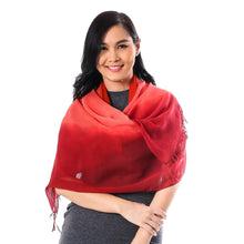 Load image into Gallery viewer, Ombre Cotton Shawl in Red and Orange from Thailand - Beautiful Sunset | NOVICA