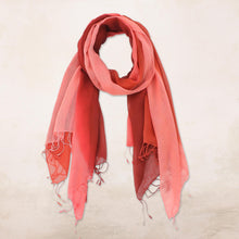 Load image into Gallery viewer, Cotton Wrap Scarves in Red Pink and Orange (Pair) - Delightful Breeze in Red | NOVICA