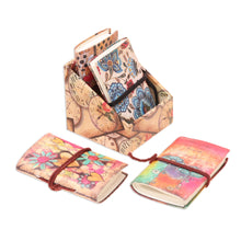 Load image into Gallery viewer, Floral Motif Paper Journals from India (Set of 4) - Daily Notes | NOVICA