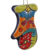 Load image into Gallery viewer, Talavera Ceramic Mitten Ornaments from Mexico (Pair) - Talavera Mittens | NOVICA