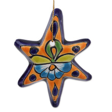 Load image into Gallery viewer, Talavera Ceramic Star Ornaments Crafted in Mexico (Set of 4) - Talavera Stars | NOVICA