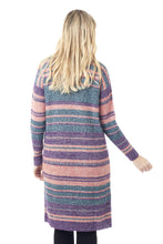 Load image into Gallery viewer, Striped Alpaca Blend Long Sleeve V-Neck Duster Cardigan - Mesa Sunrise | NOVICA