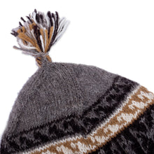 Load image into Gallery viewer, Alpaca Blend Chullo Hat with Llama Patterns in Smoke - Llama Silhouette in Smoke | NOVICA