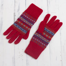 Load image into Gallery viewer, Striped 100% Alpaca Knit Gloves from Peru - Andean Art | NOVICA