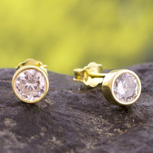 Load image into Gallery viewer, 18k Gold Plated Sterling Silver Stud Earrings from Peru - Golden Delight | NOVICA