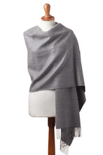 Load image into Gallery viewer, 100% Baby Alpaca Shawl in Solid Smoke from Peru - Simple Beauty in Smoke | NOVICA