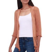 Load image into Gallery viewer, Lightweight Hand Crocheted Cardigan in Orange from Bali - Orange Sanur Beach | NOVICA