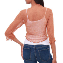 Load image into Gallery viewer, Lightweight Hand Crocheted Cardigan in Orange from Bali - Orange Sanur Beach | NOVICA