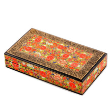 Load image into Gallery viewer, Floral Motif Papier Mache Decorative Box from India - Floral Intricacy | NOVICA