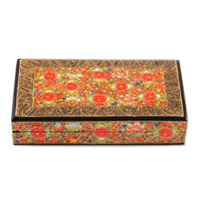 Load image into Gallery viewer, Floral Motif Papier Mache Decorative Box from India - Floral Intricacy | NOVICA