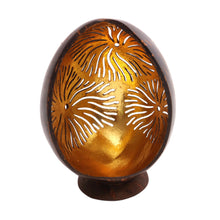Load image into Gallery viewer, Firework Pattern Coconut Shell Catchall from Bali - Golden Fireworks | NOVICA