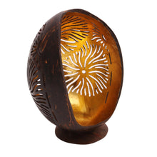 Load image into Gallery viewer, Firework Pattern Coconut Shell Catchall from Bali - Golden Fireworks | NOVICA