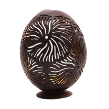 Load image into Gallery viewer, Firework Pattern Coconut Shell Catchall from Bali - Golden Fireworks | NOVICA