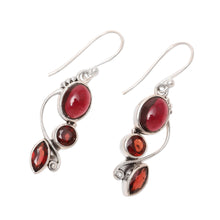 Load image into Gallery viewer, Glamorous Natural Garnet Dangle Earrings from India - Classic Glamour | NOVICA