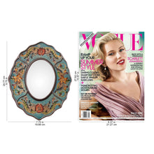 Load image into Gallery viewer, Turquoise Floral Reverse-Painted Glass Wall Mirror from Peru - Antique Reflections | NOVICA