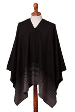 Load image into Gallery viewer, Smoke and Black Men's Alpaca Blend Poncho from Peru - Smoke Adventure | NOVICA