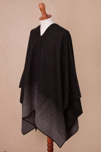 Load image into Gallery viewer, Smoke and Black Men's Alpaca Blend Poncho from Peru - Smoke Adventure | NOVICA