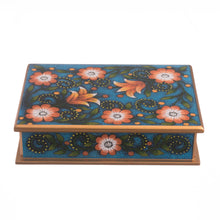 Load image into Gallery viewer, Orange and Blue Reverse-Painted Glass Decorative Box - Margarita Delight | NOVICA