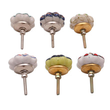 Load image into Gallery viewer, Floral Ceramic Knobs Crafted in India (Set of 6) - Floral Homestead | NOVICA
