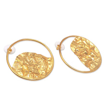 Load image into Gallery viewer, Curvy 18k Gold-Plated Brass Drop Earrings from Bali - Curved Waves | NOVICA