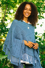 Load image into Gallery viewer, Short Knit Cotton Poncho in Cerulean from Thailand - Charming Knit in Cerulean | NOVICA