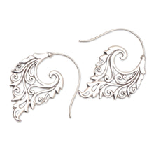 Load image into Gallery viewer, Vine Motif Sterling Silver Half-Hoop Earrings from Bali - Exciting Vines | NOVICA
