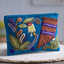 Load image into Gallery viewer, Music-Themed Embroidered Wool Clutch from Peru - Nature's Flute | NOVICA