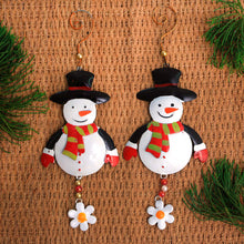 Load image into Gallery viewer, Handcrafted Steel Snowman Ornaments from Bali (Pair) - Snowman Delight | NOVICA