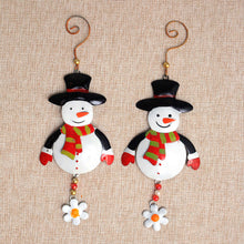 Load image into Gallery viewer, Handcrafted Steel Snowman Ornaments from Bali (Pair) - Snowman Delight | NOVICA