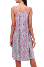 Load image into Gallery viewer, Batik Rayon Sundress in Green and Magenta from Bali - Gingko Leaf | NOVICA