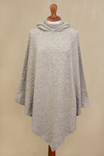 Load image into Gallery viewer, Knit Alpaca Blend Hooded Poncho in Taupe from Peru - Adventurous Style in Taupe | NOVICA