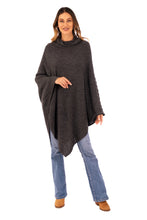 Load image into Gallery viewer, Knit Alpaca Blend Hooded Poncho in Graphite from Peru - Adventurous Style in Slate | NOVICA