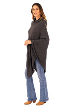 Load image into Gallery viewer, Knit Alpaca Blend Hooded Poncho in Graphite from Peru - Adventurous Style in Slate | NOVICA