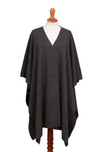 Load image into Gallery viewer, Knit Alpaca Blend Ruana in Graphite from Peru - Elegant Fashion in Graphite | NOVICA