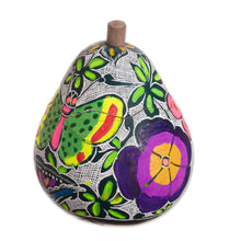 Load image into Gallery viewer, Butterfly Motif Gourd Decorative Jar from Peru - Vibrant Butterflies | NOVICA
