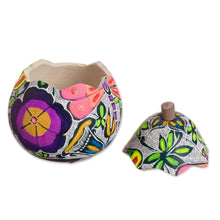 Load image into Gallery viewer, Butterfly Motif Gourd Decorative Jar from Peru - Vibrant Butterflies | NOVICA