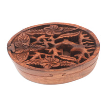 Load image into Gallery viewer, Floral Suar Wood Puzzle Box from Bali - Plumeria Oval | NOVICA