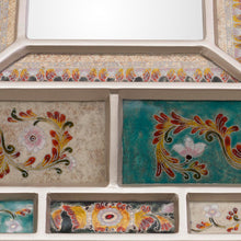 Load image into Gallery viewer, Silver-Tone Reverse-Painted Glass Wall Mirror from Peru - Fantastic Floral | NOVICA