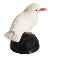 Load image into Gallery viewer, White and Black Onyx Gemstone Bird Sculpture from Peru - Bird of Peace | NOVICA