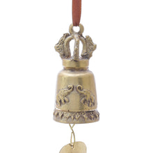 Load image into Gallery viewer, Elephant-Themed Brass Bell Crafted in Thailand - Golden Elephant Song | NOVICA