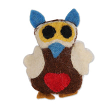 Load image into Gallery viewer, Colorful Wool Felt Owl Ornaments from India (Set of 5) - Happy Owls | NOVICA