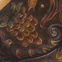 Load image into Gallery viewer, Bird-Themed Leather and Wood Ottoman from Peru - World of Birds | NOVICA