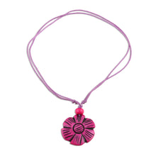 Load image into Gallery viewer, Fuchsia Floral Pendant Necklace from India - Fuchsia Flower | NOVICA
