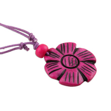 Load image into Gallery viewer, Fuchsia Floral Pendant Necklace from India - Fuchsia Flower | NOVICA